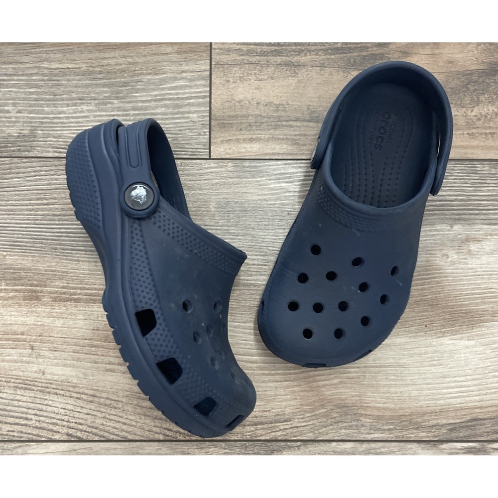 Crocs Classic Navy Clog Sandals Unisex C 12 Slip-On